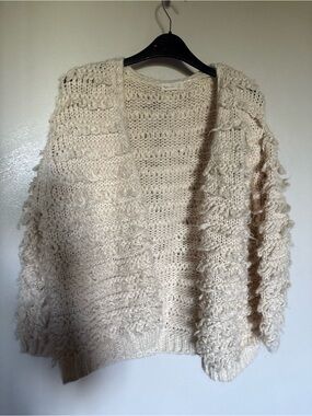 Rylee + Cru Cream Chunky Loop-Knit Open Cardigan